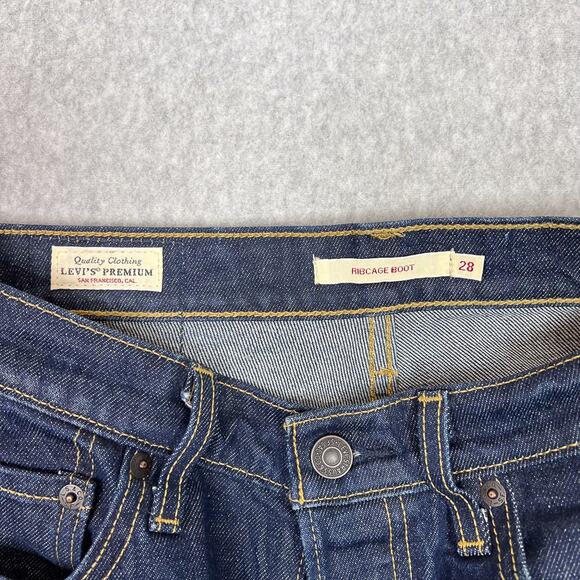 Levi's Premium 28 Dark Wash Ribcage Boot High Waisted Jean 28x27.5 Button Fly - Picture 9 of 9